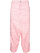 Comme Des Garçons Pre-owned Gingham Drop Crotch Trousers - Pink