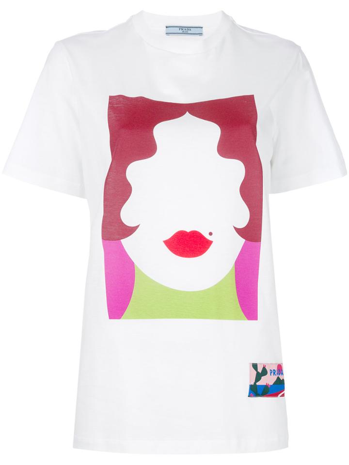 Prada Face Print T-shirt - White