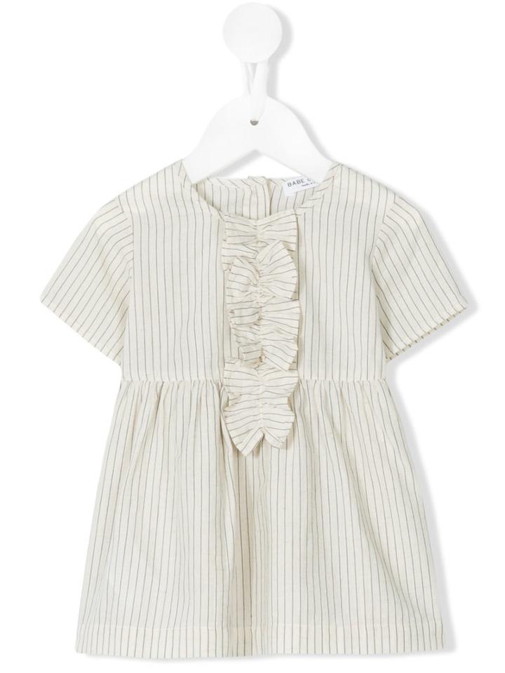 Babe And Tess - Ribbon Detail Dress - Kids - Cotton/linen/flax - 9 Mth, Nude/neutrals