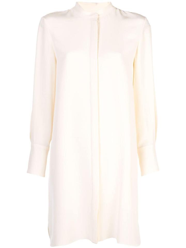 Partow Mandarin Collar Shirt Dress - Neutrals