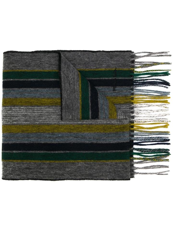 Ps Paul Smith Striped Knit Scarf - Grey