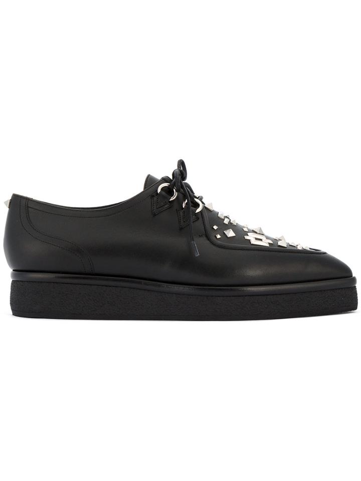 Valentino Valentino Garavani Punk Embellished Derby Shoes - Black