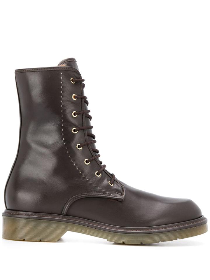 Max Mara Lace-up Combat Boots - Brown