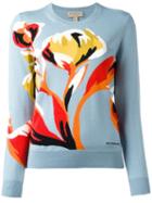 Burberry Flower Intarsia Jumper, Women's, Size: Medium, Blue, Merino