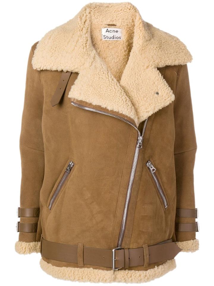 Acne Studios Velocite Suede Shearling Jacket - Brown