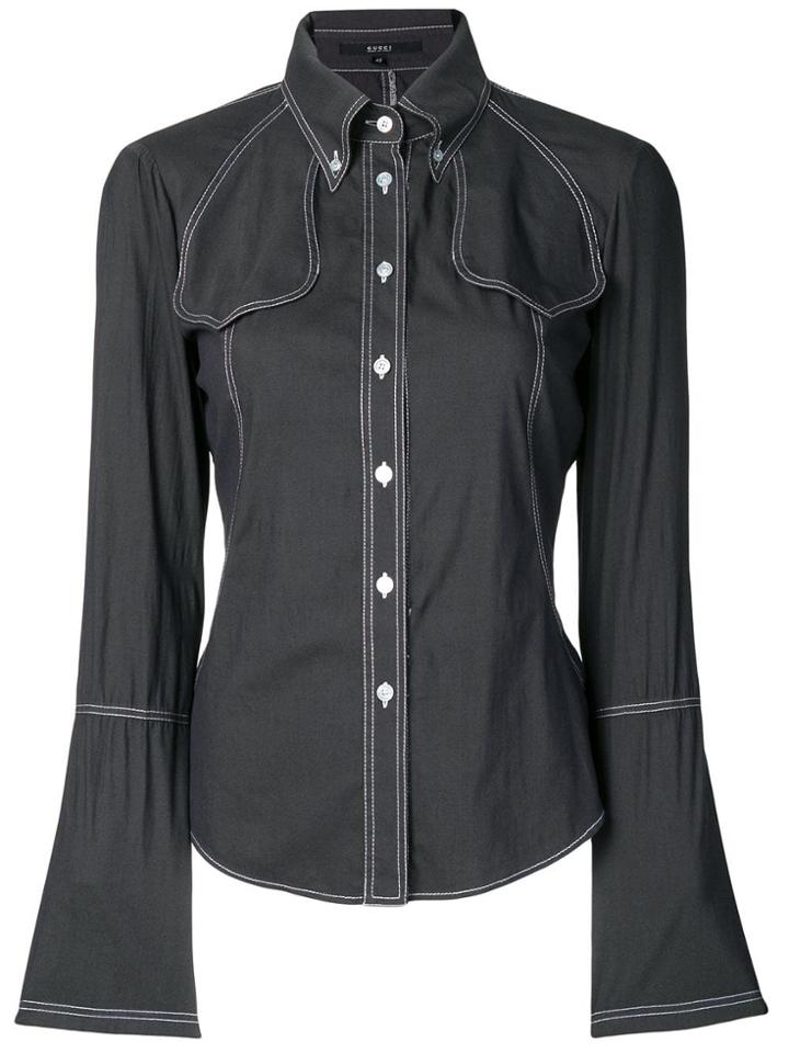 Gucci Vintage Contrast Stitching Detailed Shirt - Grey
