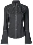 Gucci Vintage Contrast Stitching Detailed Shirt - Grey