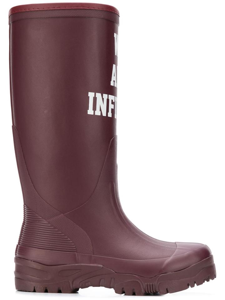 Undercover Slogan Waterproof Boots - Pink & Purple