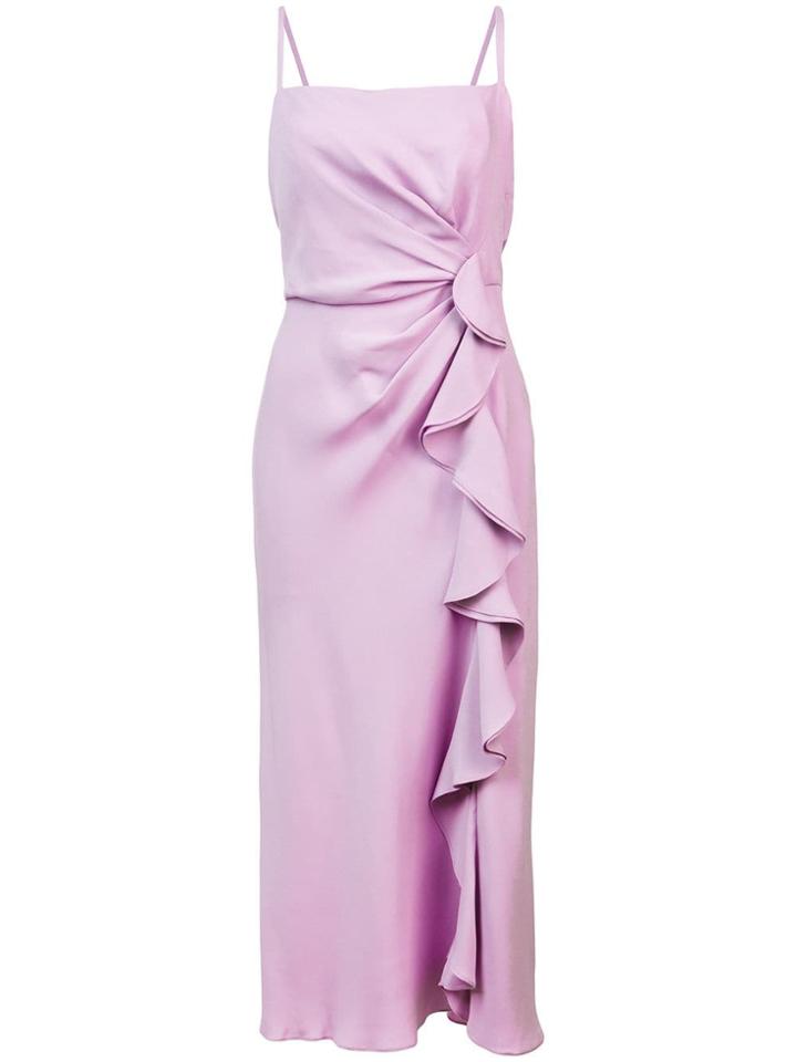 Prabal Gurung Side Ruched Ruffle Sundress - Pink & Purple