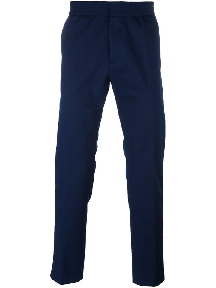 Msgm Elastic Waistband Straight Trousers - Blue