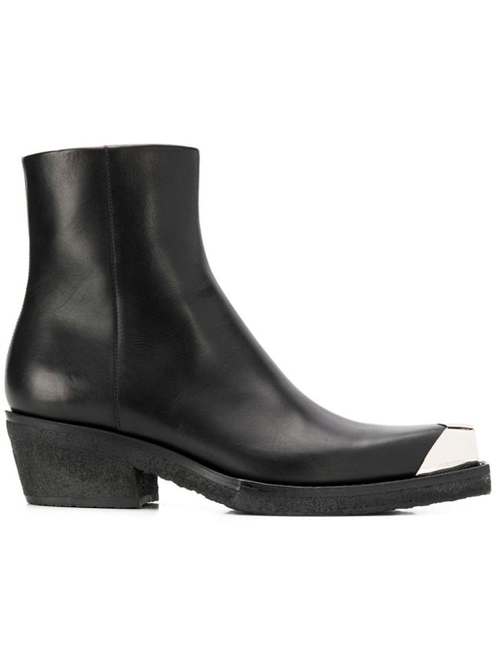 Calvin Klein 205w39nyc Metallic Toe Ankle Boots - Black