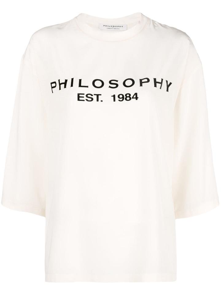 Philosophy Di Lorenzo Serafini Logo Print Oversized Top - Nude &