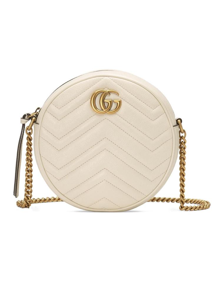 Gucci Gg Marmont Mini Round Shoulder Bag - White