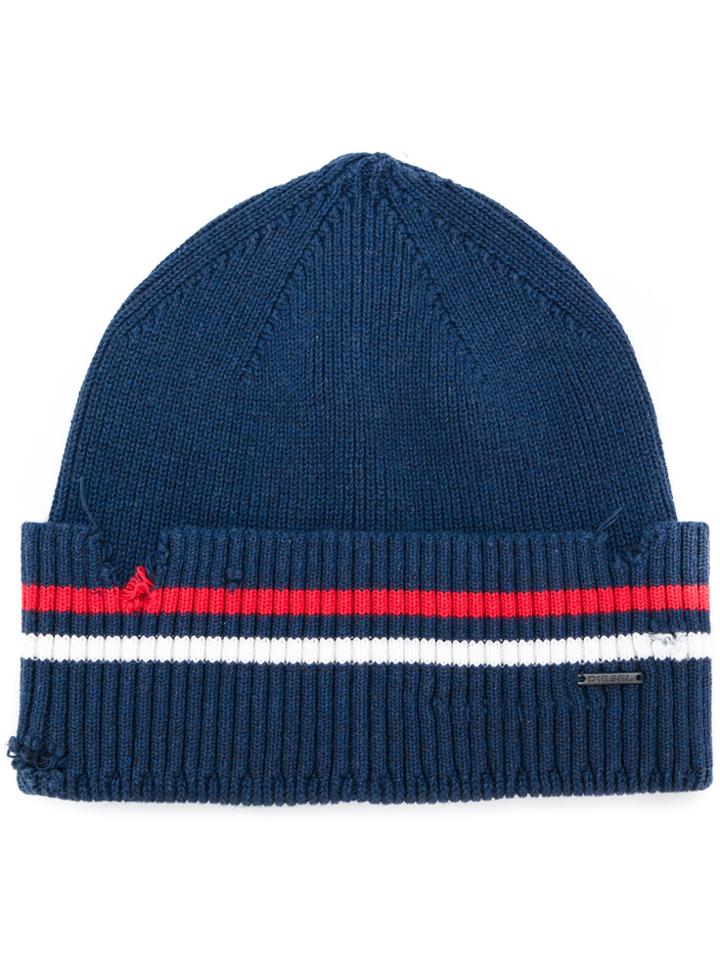 Diesel Distressed Beanie - Blue