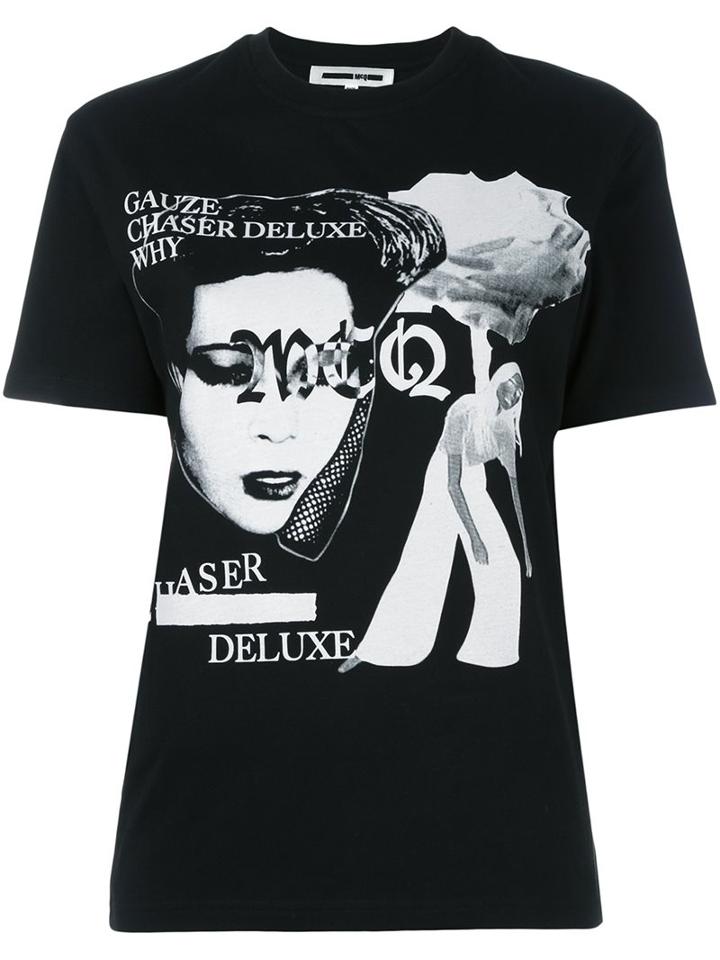 Mcq Alexander Mcqueen Band Print T-shirt, Women's, Size: Medium, Black, Polyester/cotton