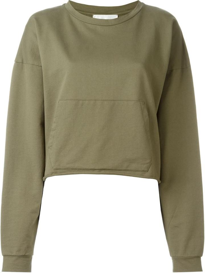 Faith Connexion Kangaroo Pocket Cropped Sweatshirt, Women's, Size: Medium, Green, Cotton