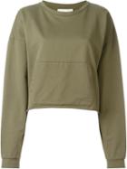 Faith Connexion Kangaroo Pocket Cropped Sweatshirt, Women's, Size: Medium, Green, Cotton