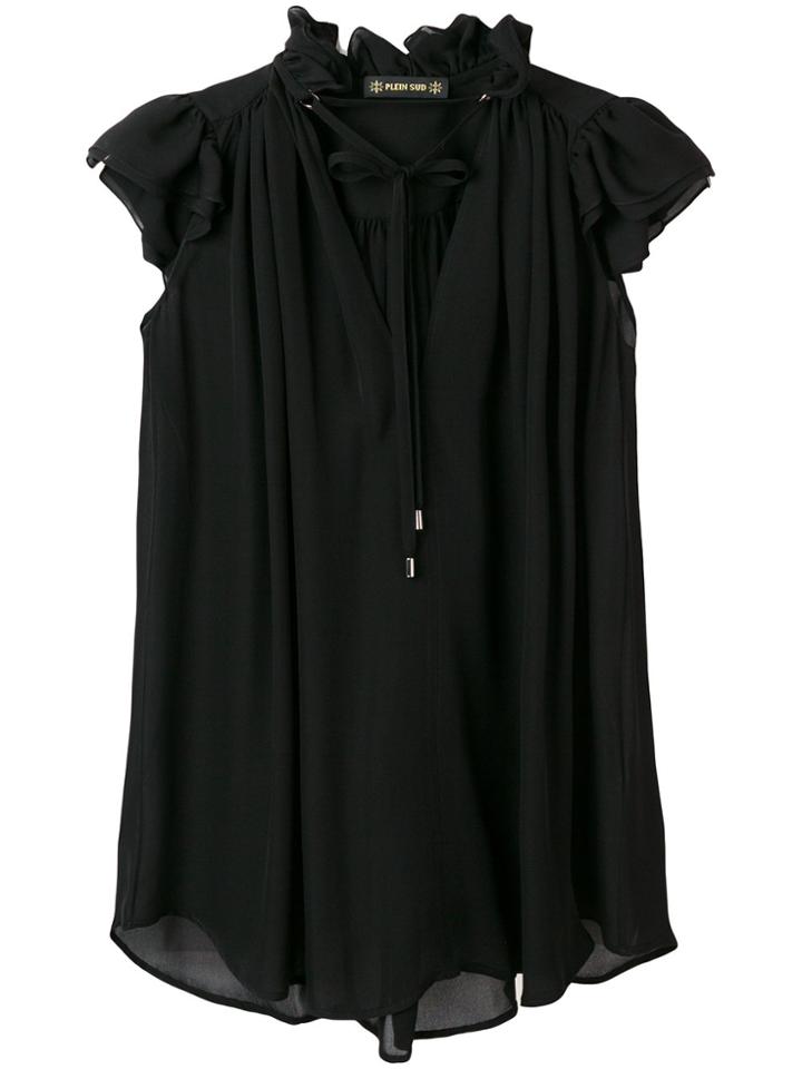 Plein Sud V-neck Tie Blouse - Black