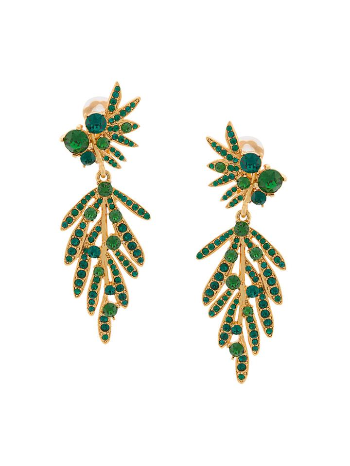 Oscar De La Renta Tropical Palm Earrings - Metallic