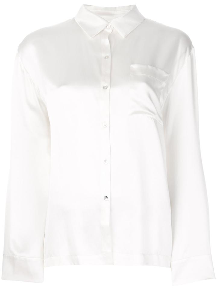 Asceno Side Stripe Pyjama Style Shirt - White