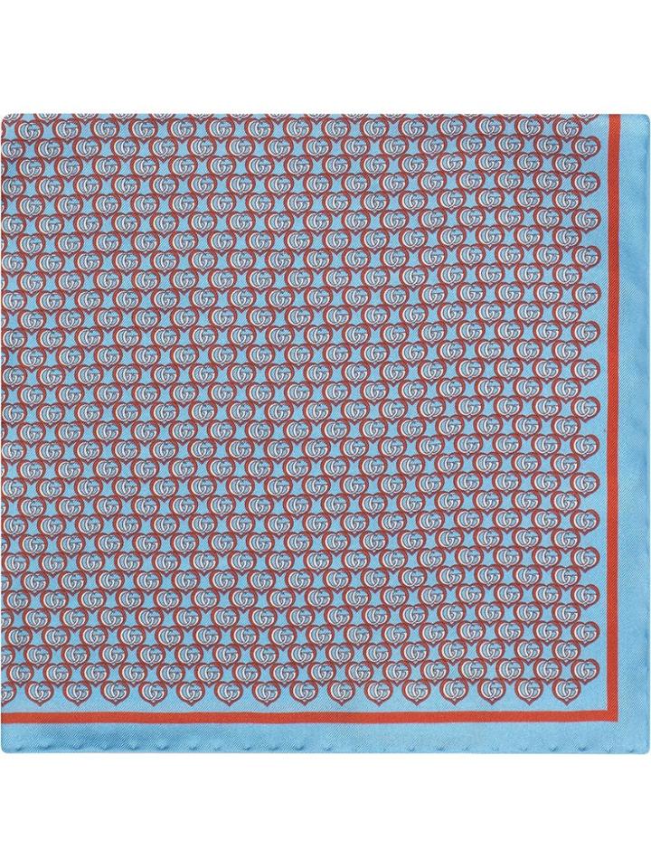 Gucci Monogram Print Pocket Square - Blue