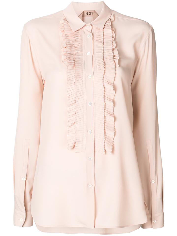 No21 Ruffle Bib Button-down Blouse - Nude & Neutrals