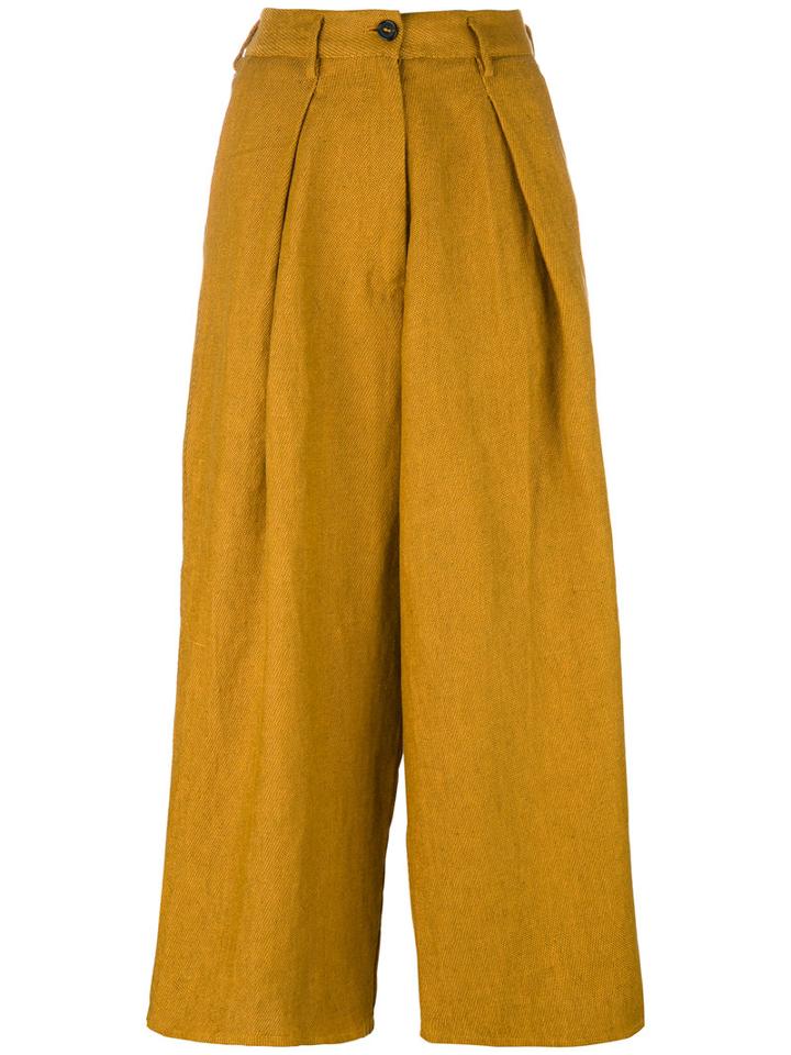 Forte Forte High-waisted Cropped Trousers, Women's, Size: I, Yellow/orange, Linen/flax