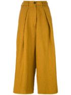Forte Forte High-waisted Cropped Trousers, Women's, Size: I, Yellow/orange, Linen/flax