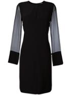 Givenchy Sheer Sleeve Shift Dress, Women's, Size: 42, Black, Silk/acetate