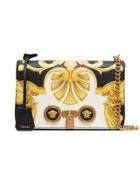 Versace Black And Gold Barocco Ss'92 Print Leather Chain Strap