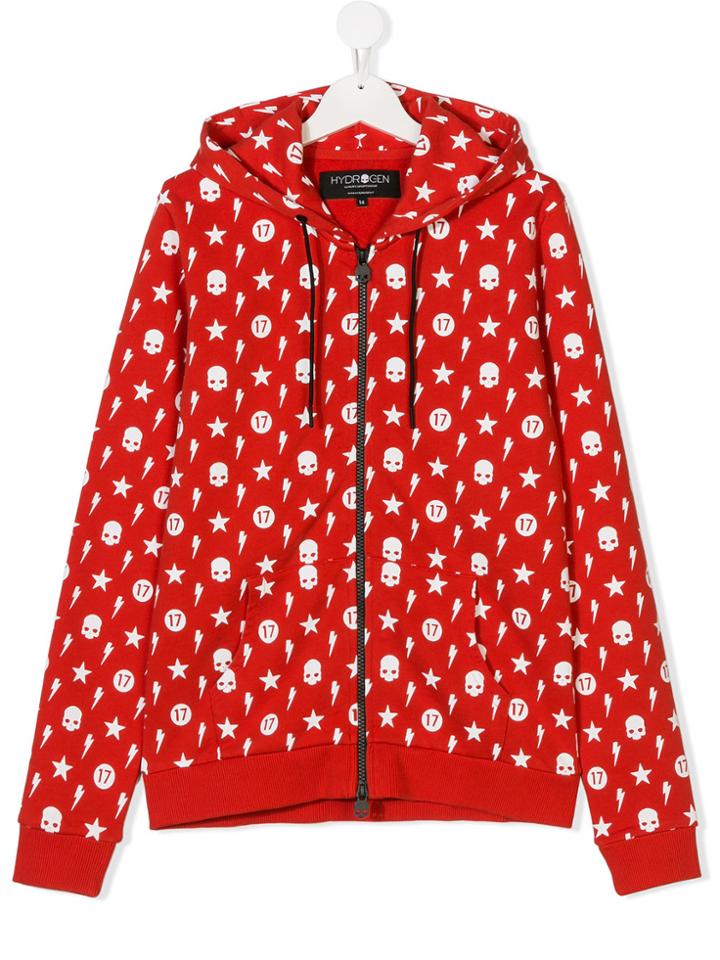 Hydrogen Printed Zip Hoodie - Red