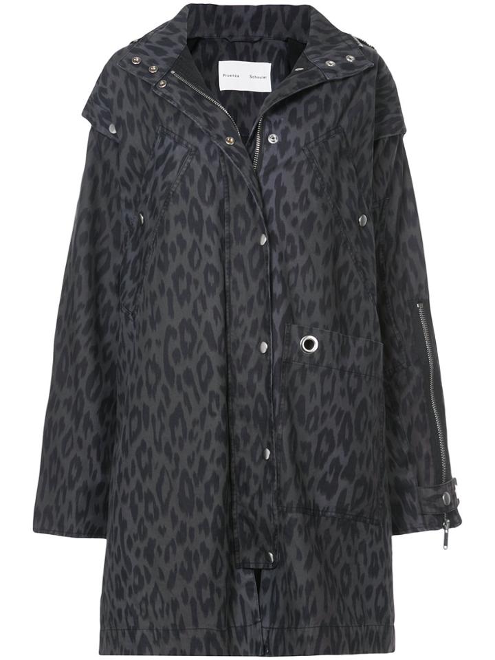 Proenza Schouler Pswl Leopard Anorak Coat - Grey