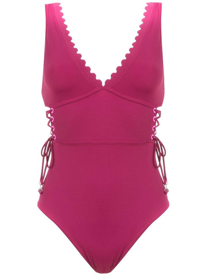 Amir Slama Lace Up Detail Swimsuit - Pink