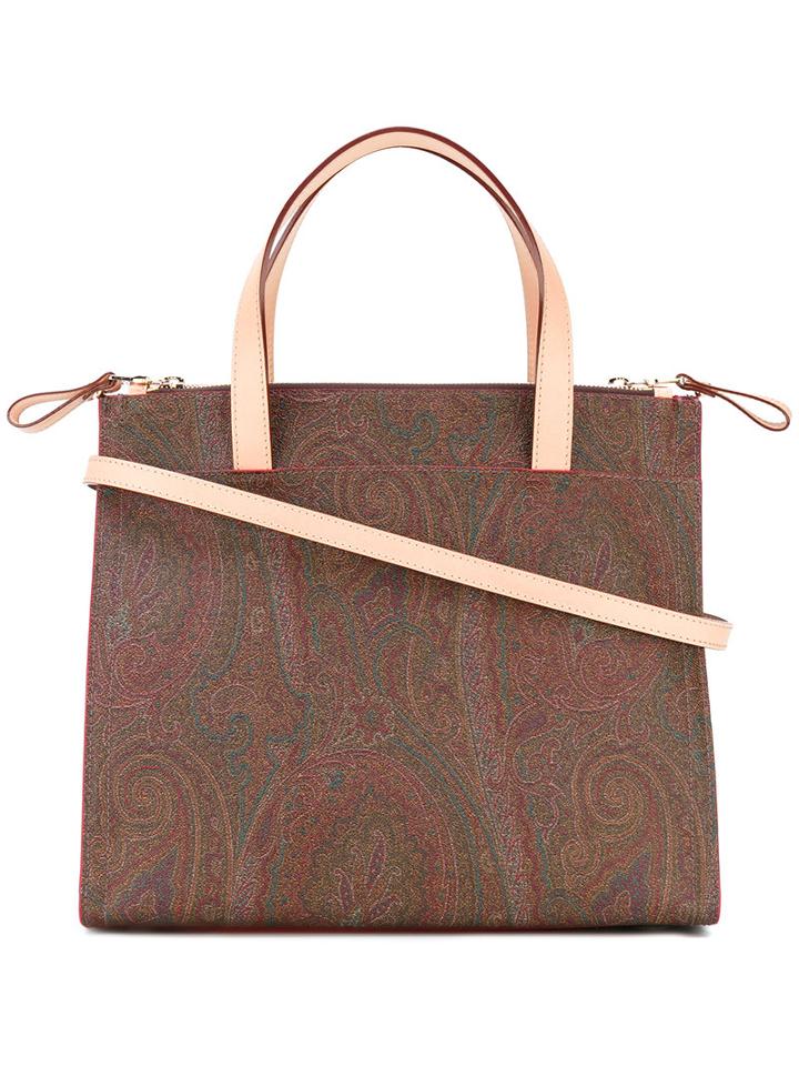 Etro - Paisley Tote Bag - Women - Cotton/calf Leather/polyester/pvc - One Size, Beige, Cotton/calf Leather/polyester/pvc