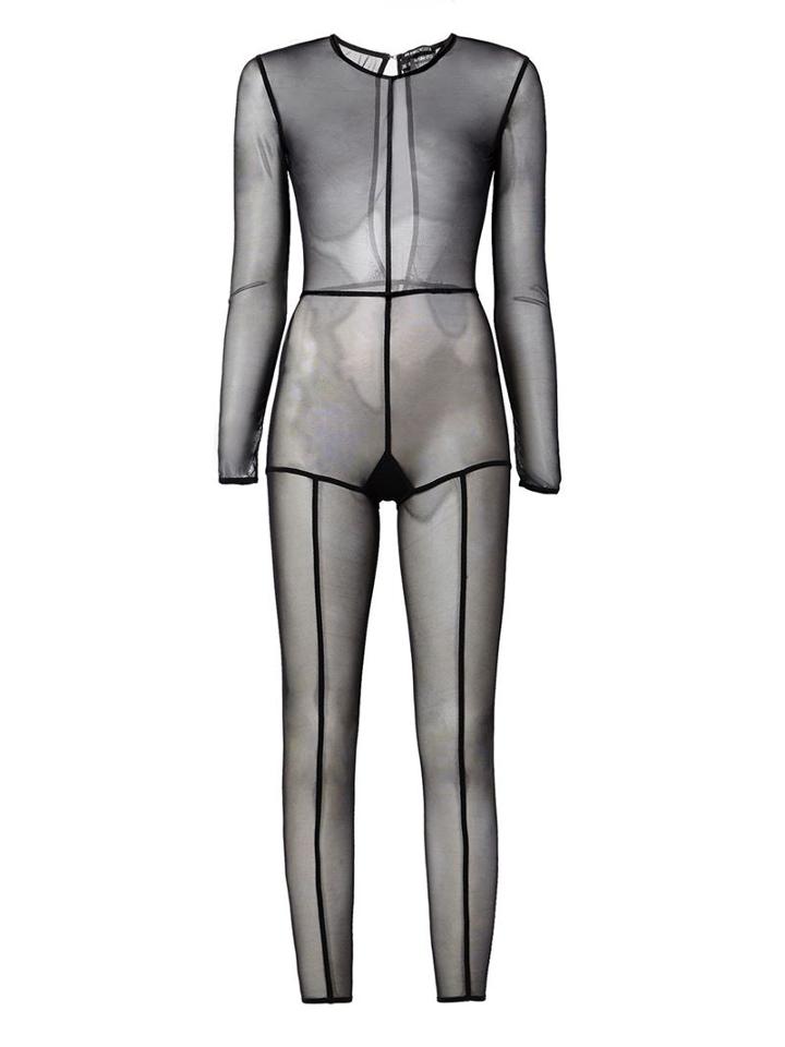 Ann Demeulemeester Sheer Jumpsuit, Women's, Size: 40, Black, Cotton/nylon/spandex/elastane