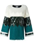 Aviù Geometric Pattern Knitted Blouse, Women's, Size: 42, White, Cotton/polyamide/polyester/virgin Wool