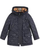 Burberry Kids Teen Diamond Quilted Hooded Jacket - Blue