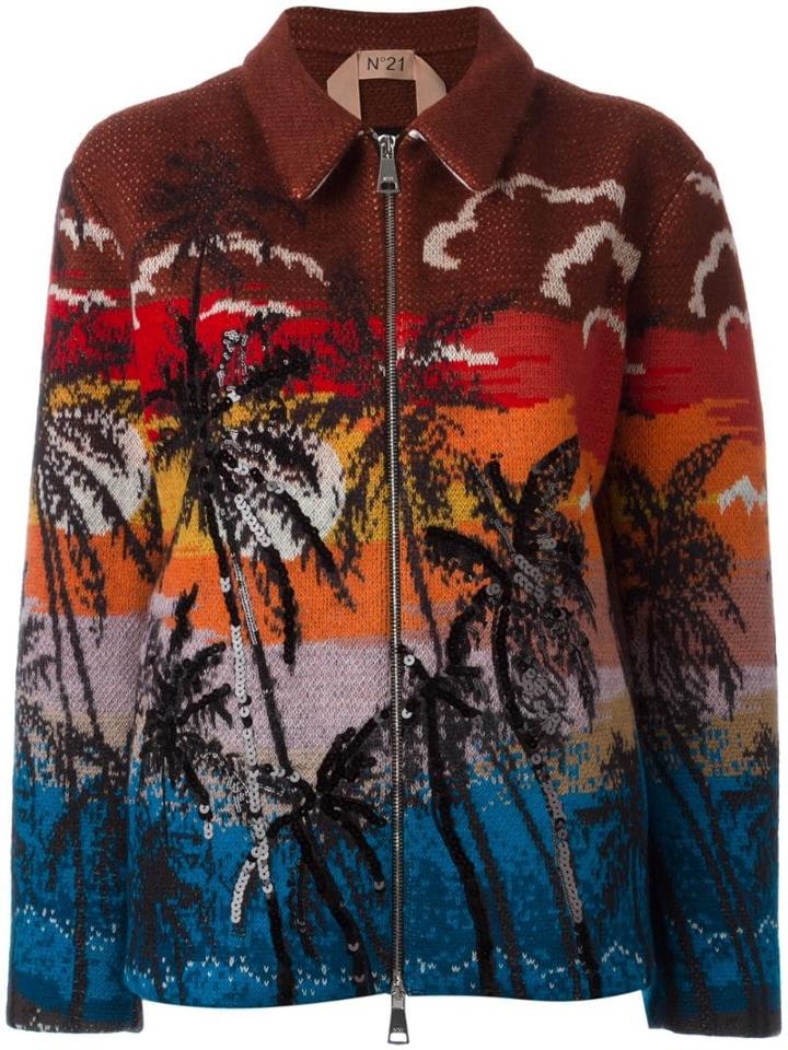 Nº21 Palm Print Bomber Jacket - Multicolour
