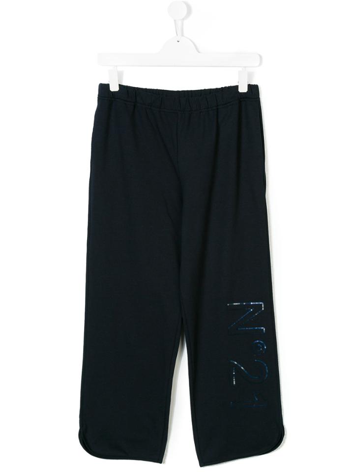 No21 Kids Teen Logo Embellished Trousers - Blue