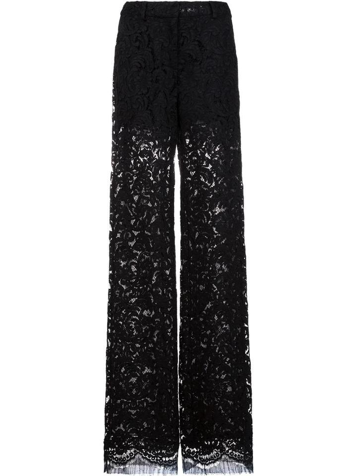 Adam Lippes Lace Relaxed Leg Trousers, Women's, Size: 4, Black, Cotton