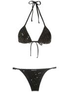 Amir Slama Sequinned Triangle Bikini Set - Black