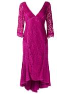 Martha Medeiros V-neck Lace Dress - Pink & Purple