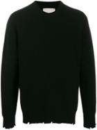 Laneus Distressed Detail Sweater - Black
