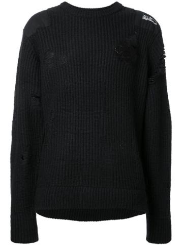 Halfman Crew Neck Jumper, Men's, Size: Large, Black, Acrylic/nylon/wool/mohair