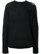 Halfman Crew Neck Jumper, Men's, Size: Large, Black, Acrylic/nylon/wool/mohair