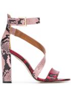 Paris Texas Python Block Heel Sandals - Pink