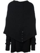 A New Cross Draped Turtle Neck Jumper, Men's, Size: Large, Black, Rayon/wool