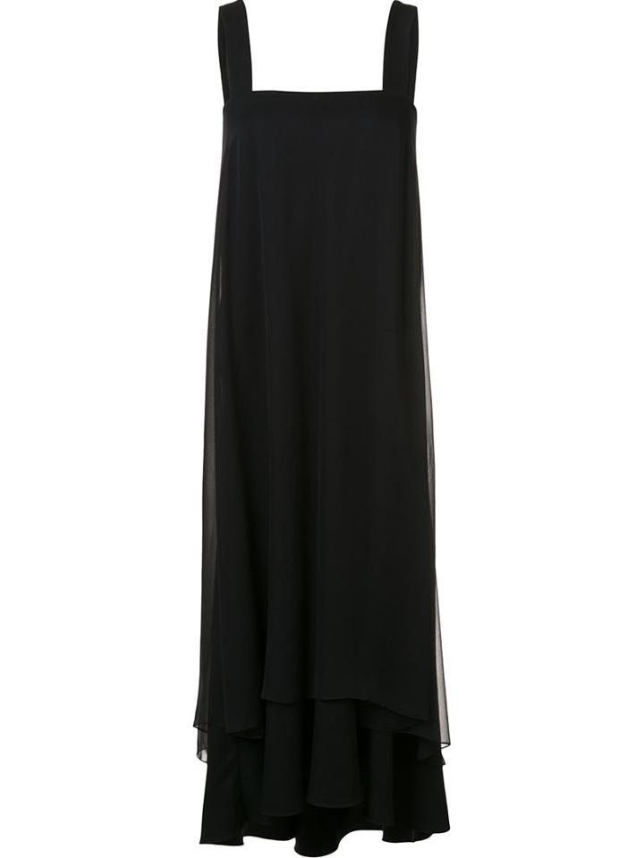 Adam Lippes Flutter Hem Satin Dress, Women's, Size: 2, Black, Viscose