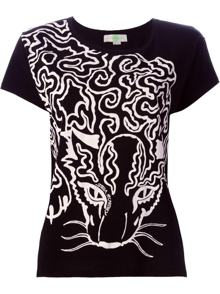 Stella Mccartney Crouching Cat Print T-shirt