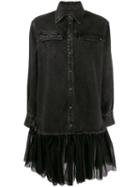 Brognano Tulle-hem Shirt Dress - Black